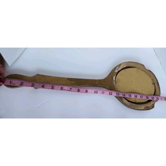 Vintage Hollywood Regency Carved & Gold Gilded Handheld Wood Vanity Mirror - Picture 4 of 12